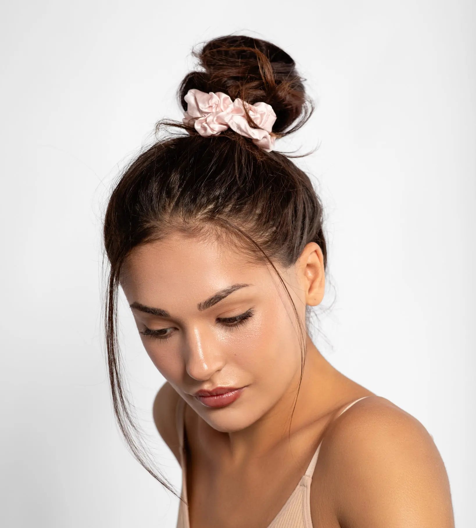 Large Silk Scrunchie Set - Barley Blush, Oyster, Black - SilkSleek