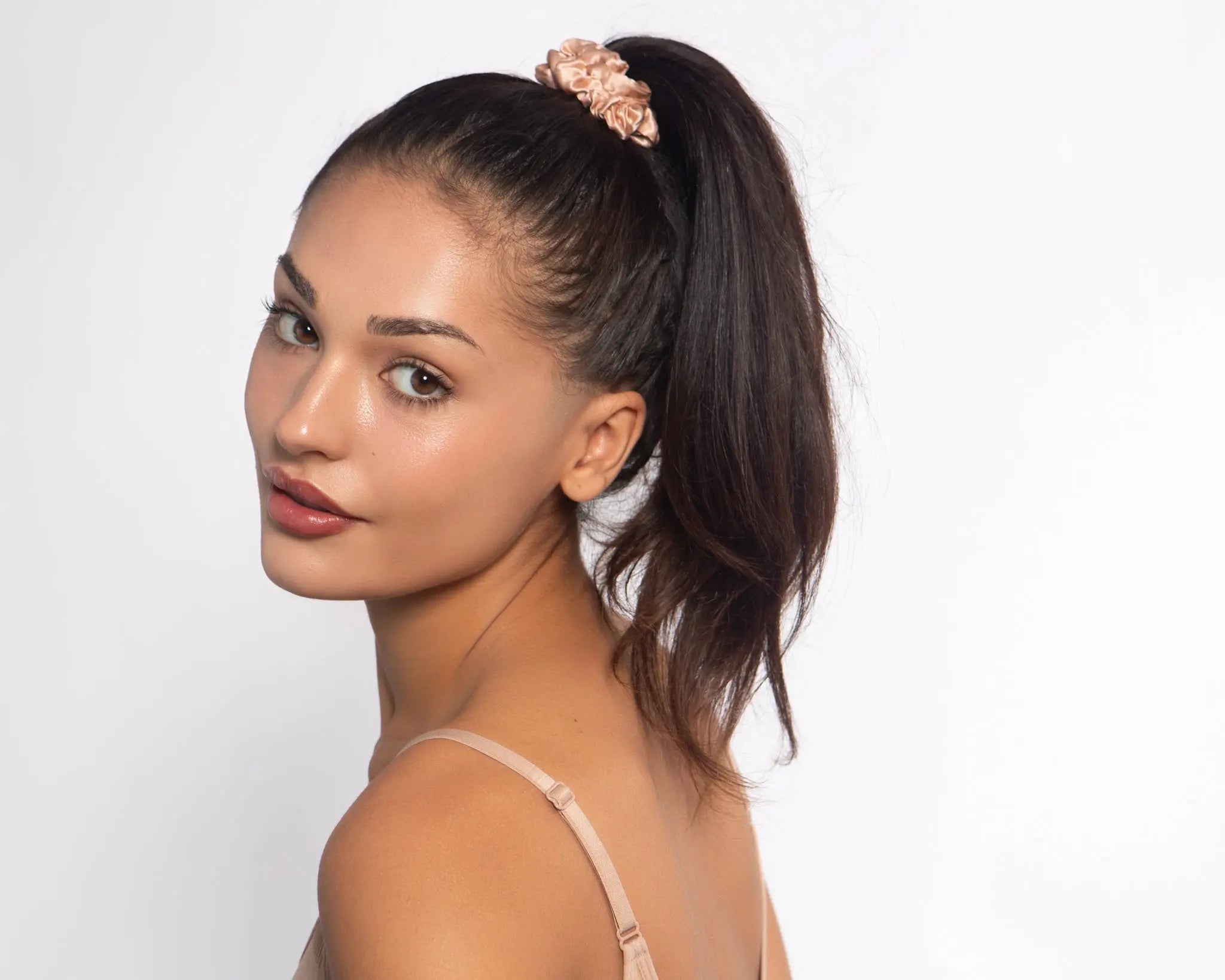 Rose Gold Silk Scrunchie - Midi - SilkSleek