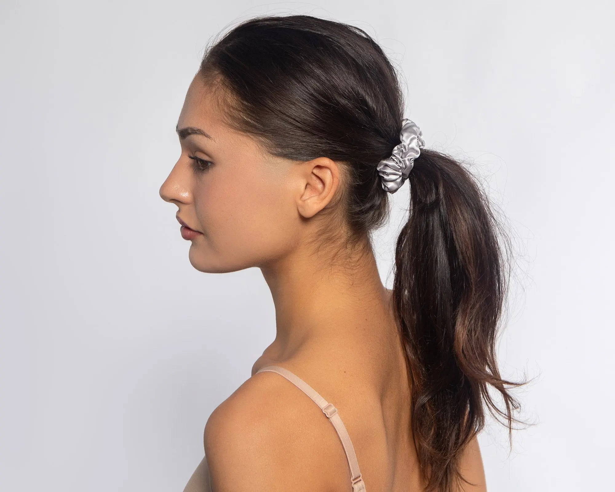 Silver Silk Scrunchie