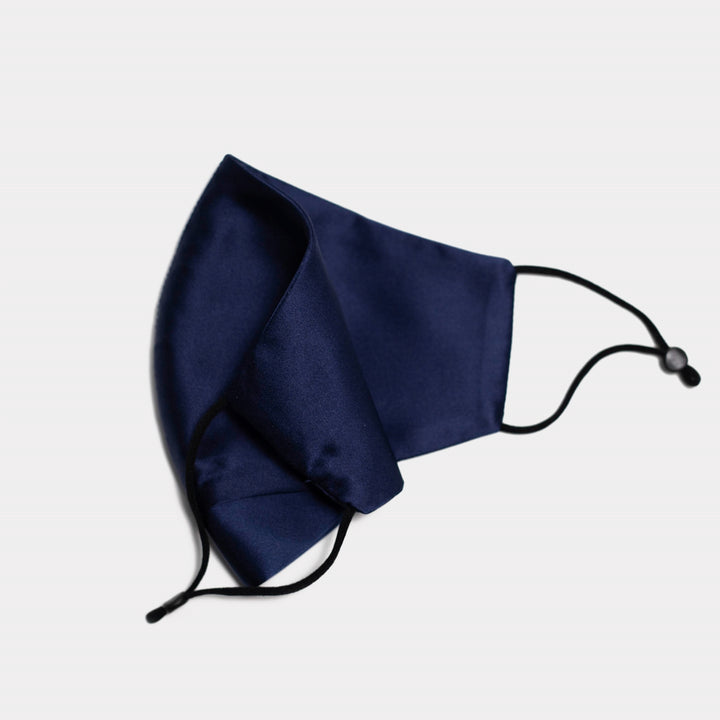 Pure Mulberry SILK Face Mask With Nose Wire -  Navy Blue - SilkSleek