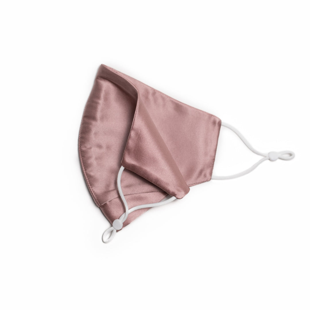 Pure Mulberry SILK Face Mask With Nose Wire -  Dusty Pink - SilkSleek