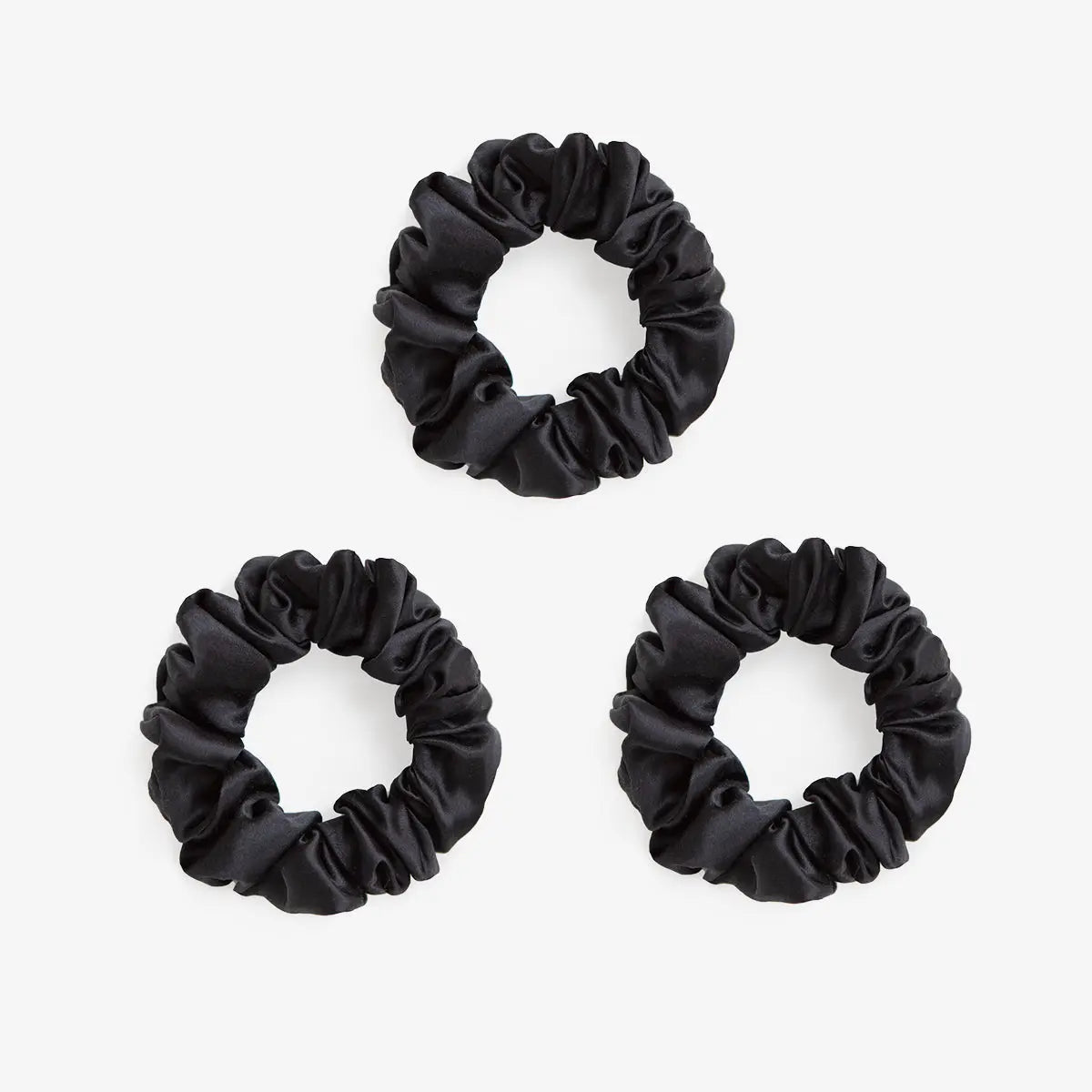 Large Silk Scrunchie Set - Black - SilkSleek