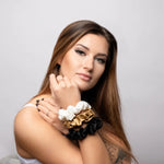 Silk Scrunchie Set - Pearl White, Gold, Black - SilkSleek