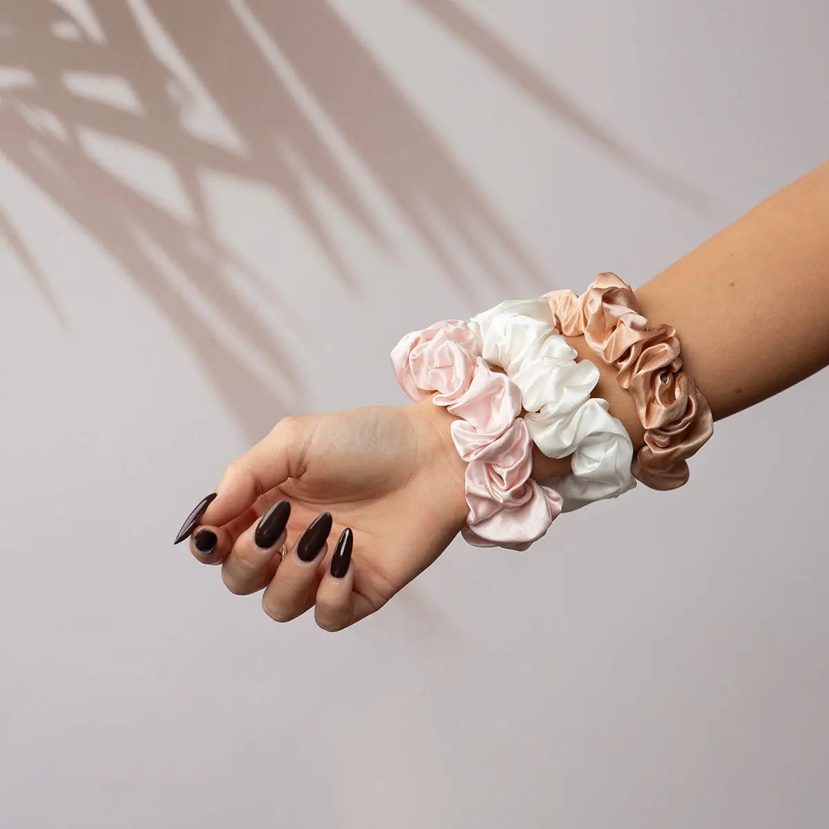 Silk Scrunchie Set - Rose Gold, Blush Pink, Pearl White - SilkSleek
