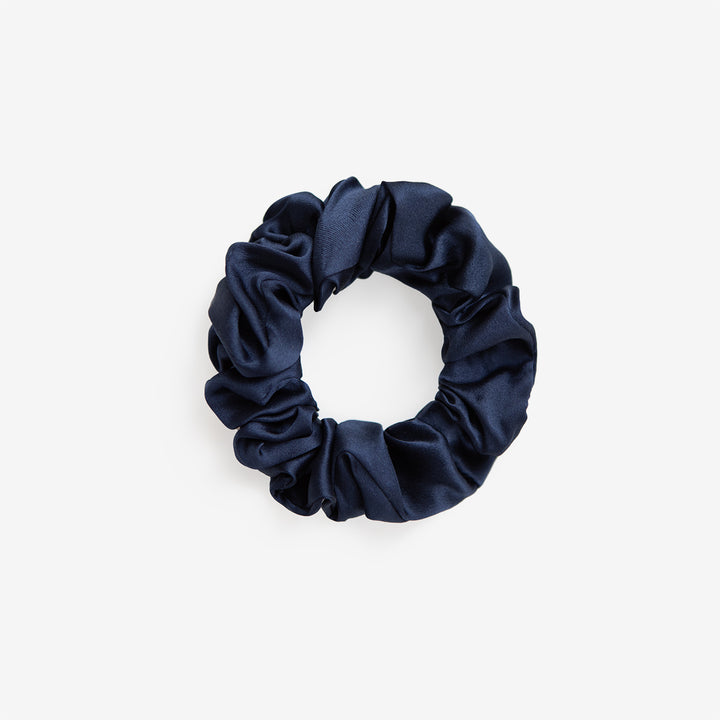 Navy Blue Silk Scrunchie - Large