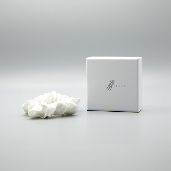Pearl White Silk Scrunchie