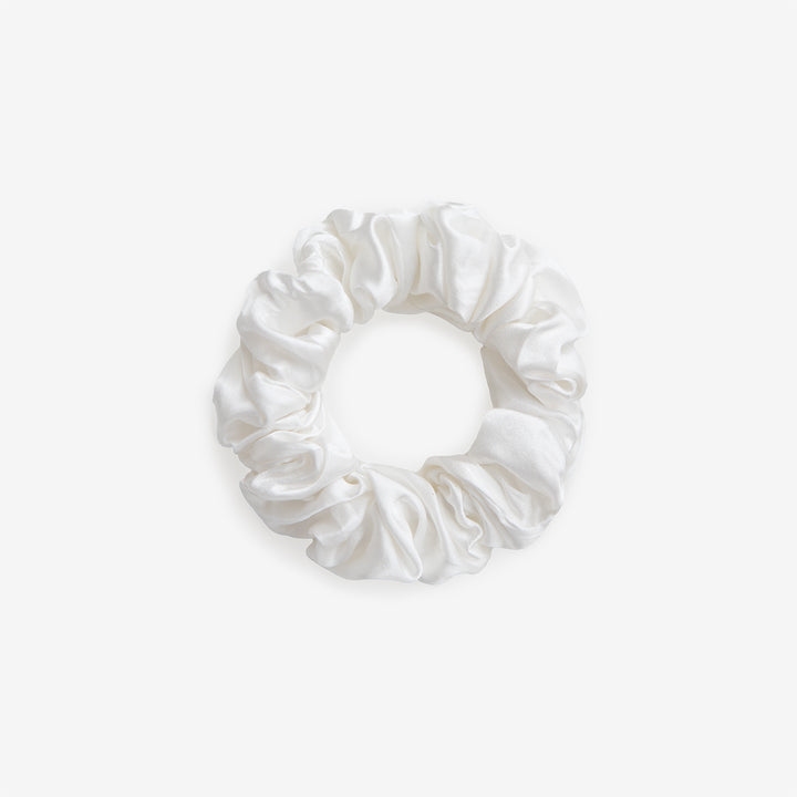 Pearl White Silk Scrunchie - Large