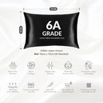 Black silk pillowcase by SilkSleek with hidden zipper closure and 6A grade luxurious mulberry silk