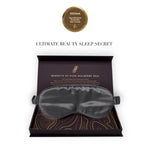 Silk sleep mask in a gift box with 'SilkSleek' logo on a white background