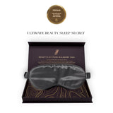 Silk sleep mask in a gift box with 'SilkSleek' logo on a white background