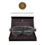 Silk sleep mask in a gift box with 'SilkSleek' logo on a white background