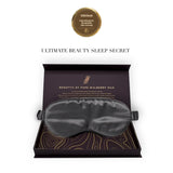 Silk sleep mask in a gift box with 'SilkSleek' logo on a white background