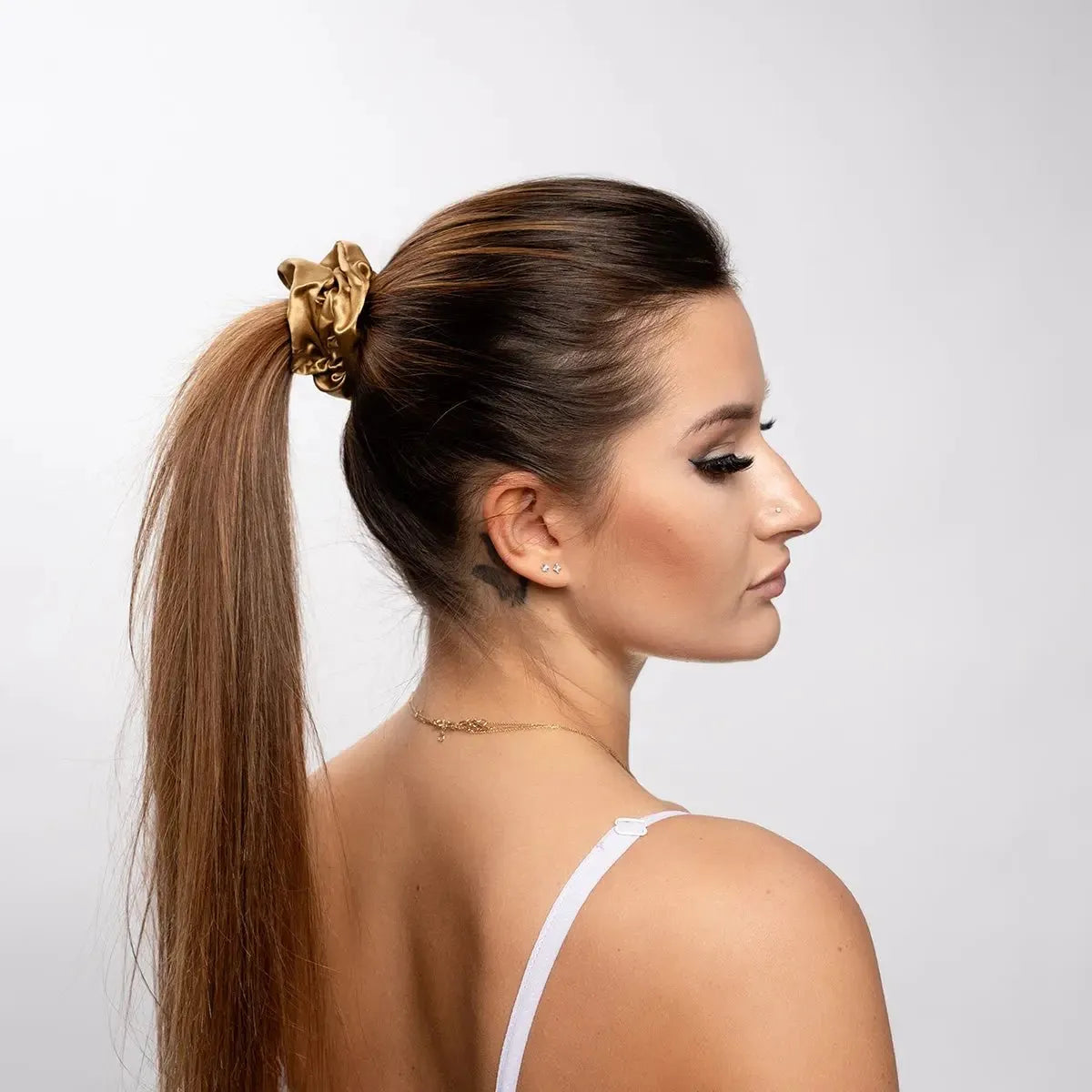 Gold Silk Scrunchie 
