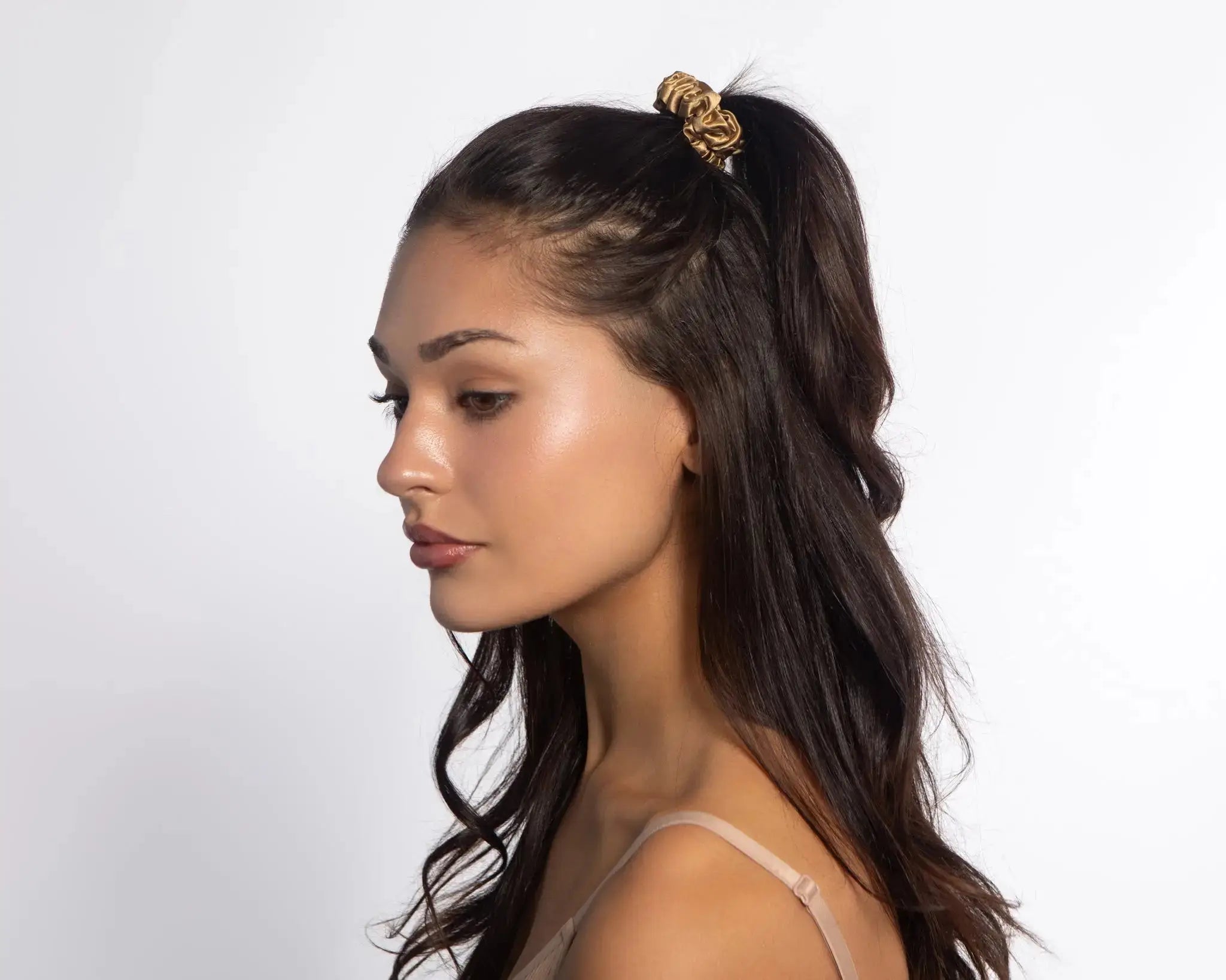Gold Silk Scrunchie - Midi - SilkSleek