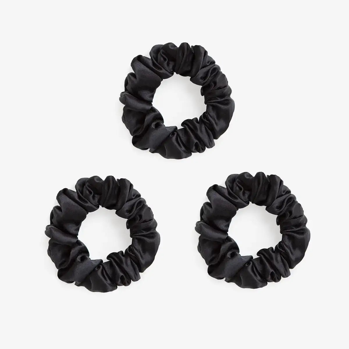 Large Silk Scrunchie Set - Black - SilkSleek