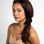 Large Silk Scrunchie Set - Black, Chocolate, Pearl White - SilkSleek