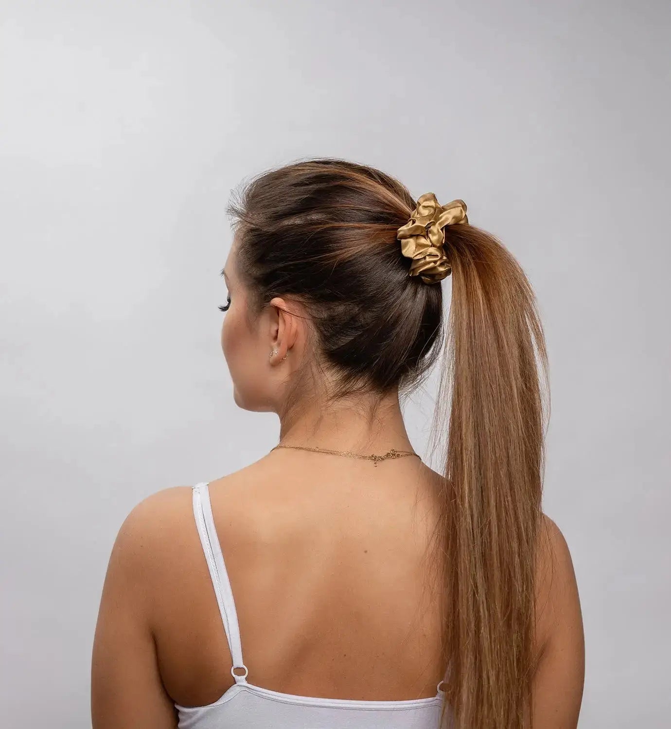 Large Silk Scrunchie Set - Pearl White, Gold, Black - SilkSleek