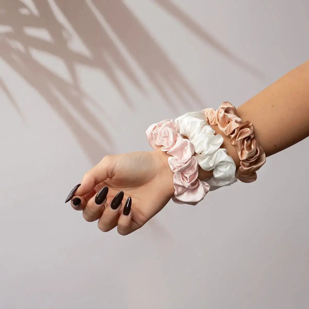 Silk Scrunchie Set - Rose Gold, Blush Pink, Pearl White - SilkSleek