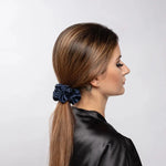 Navy Blue Silk Scrunchie 