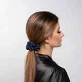 Navy Blue Silk Scrunchie 