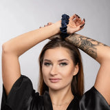Navy Blue Silk Scrunchie 