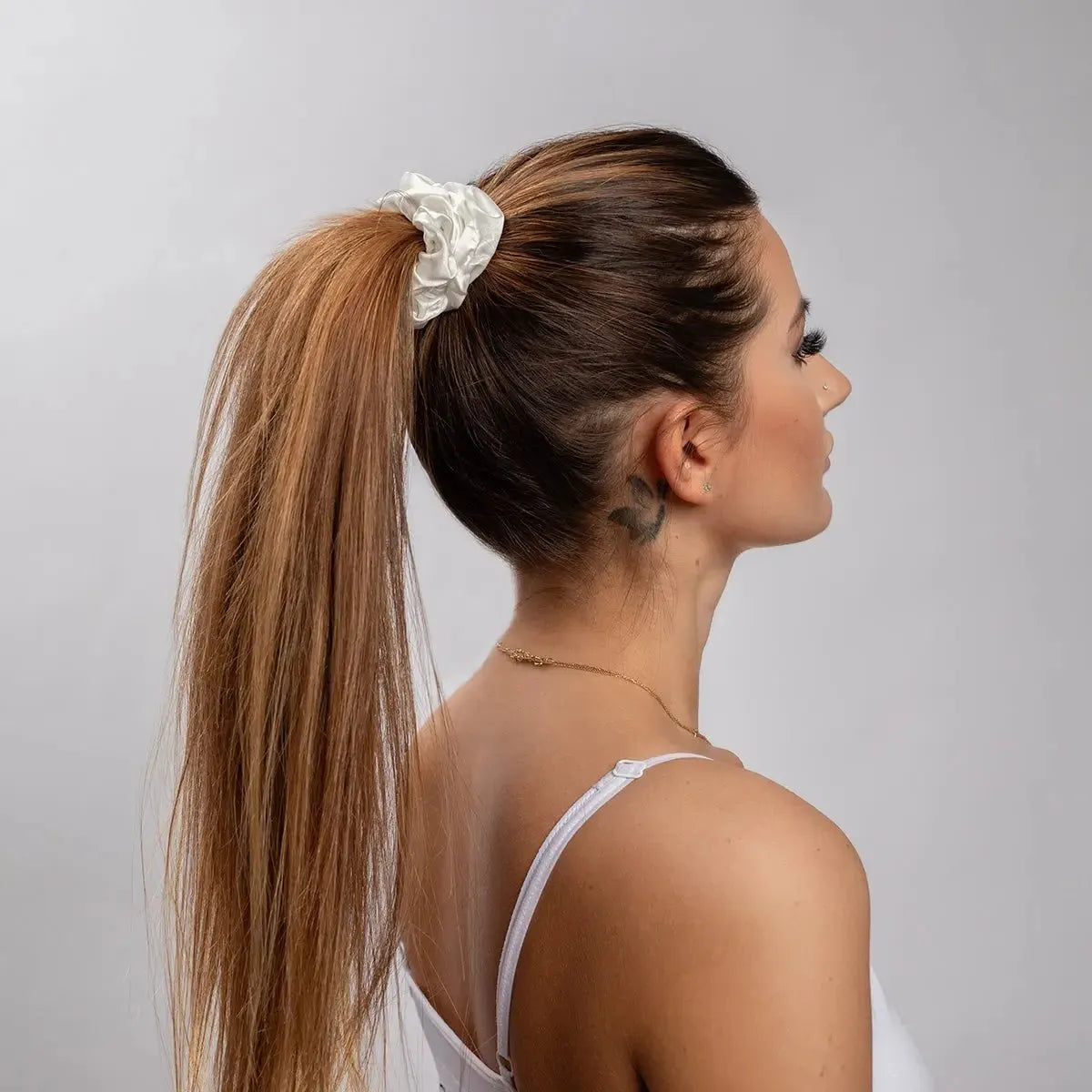 Pearl White Silk Scrunchie