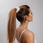 Pearl White Silk Scrunchie
