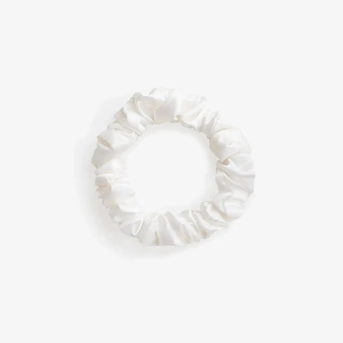 Pearl White Silk Scrunchie - Midi - SilkSleek
