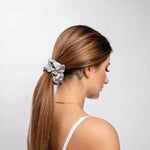 Silver Silk Scrunchie