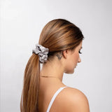 Silver Silk Scrunchie