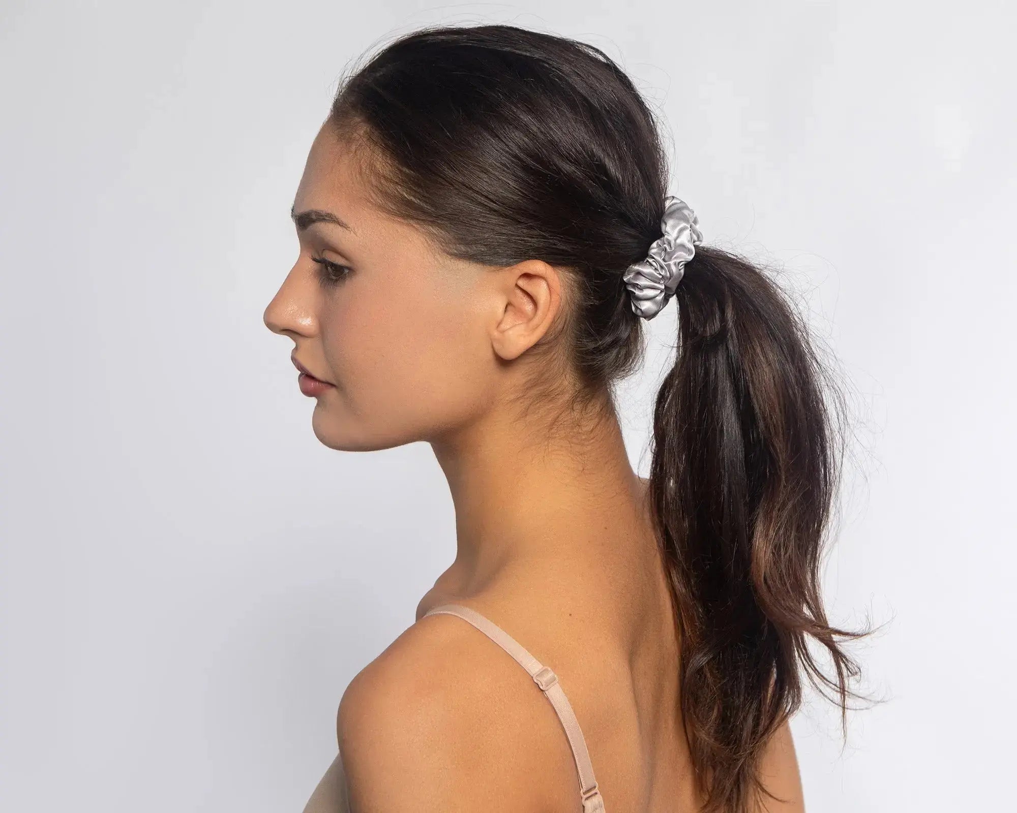Silver Silk Scrunchie