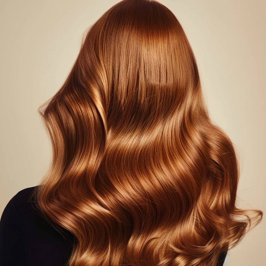 Smooth shiny brown hair showing the benefits of sleeping on a 100% mulberry silk pillowcase