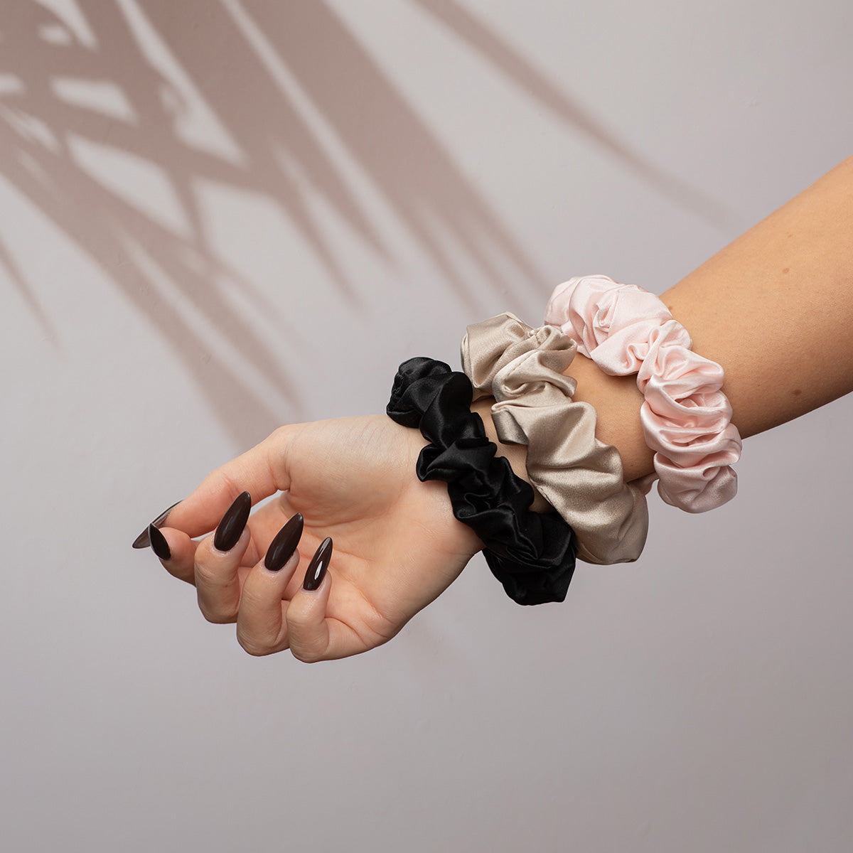 Silk Scrunchie Set - Blush Pink, Oyster, Black 