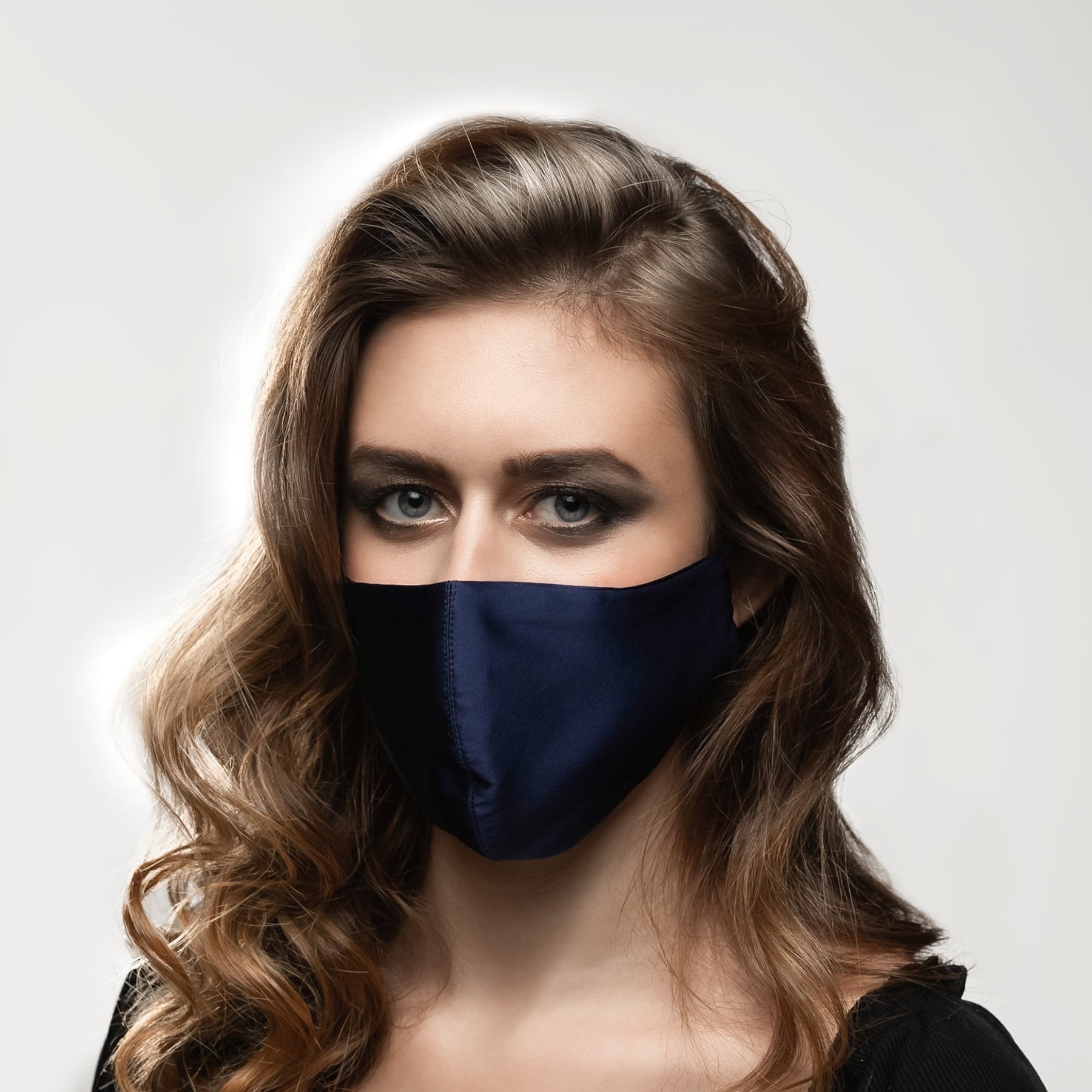 Pure Mulberry SILK Face Mask With Nose Wire -  Navy Blue - SilkSleek