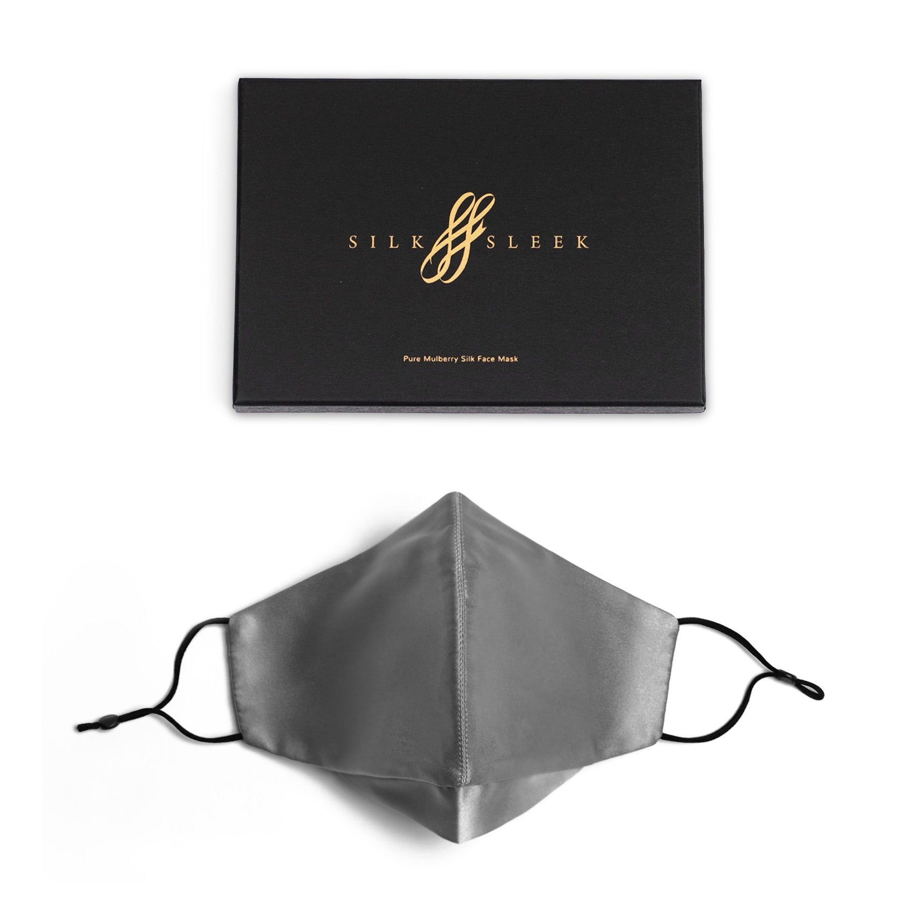 Pure Mulberry SILK Face Mask With Nose Wire - Silver - SilkSleek