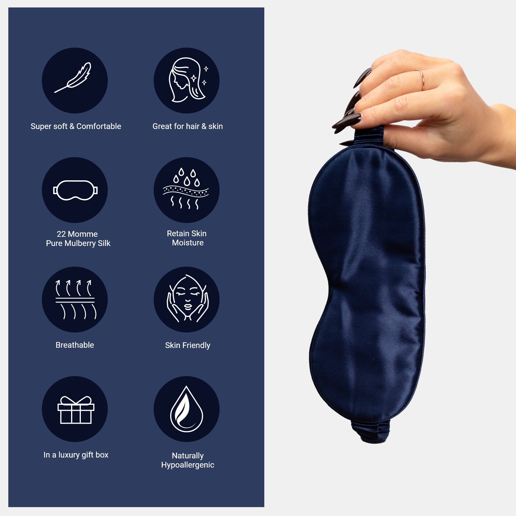 Navy Silk Sleep Mask