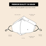 Pure Mulberry SILK Face Mask With Nose Wire - Silver - SilkSleek