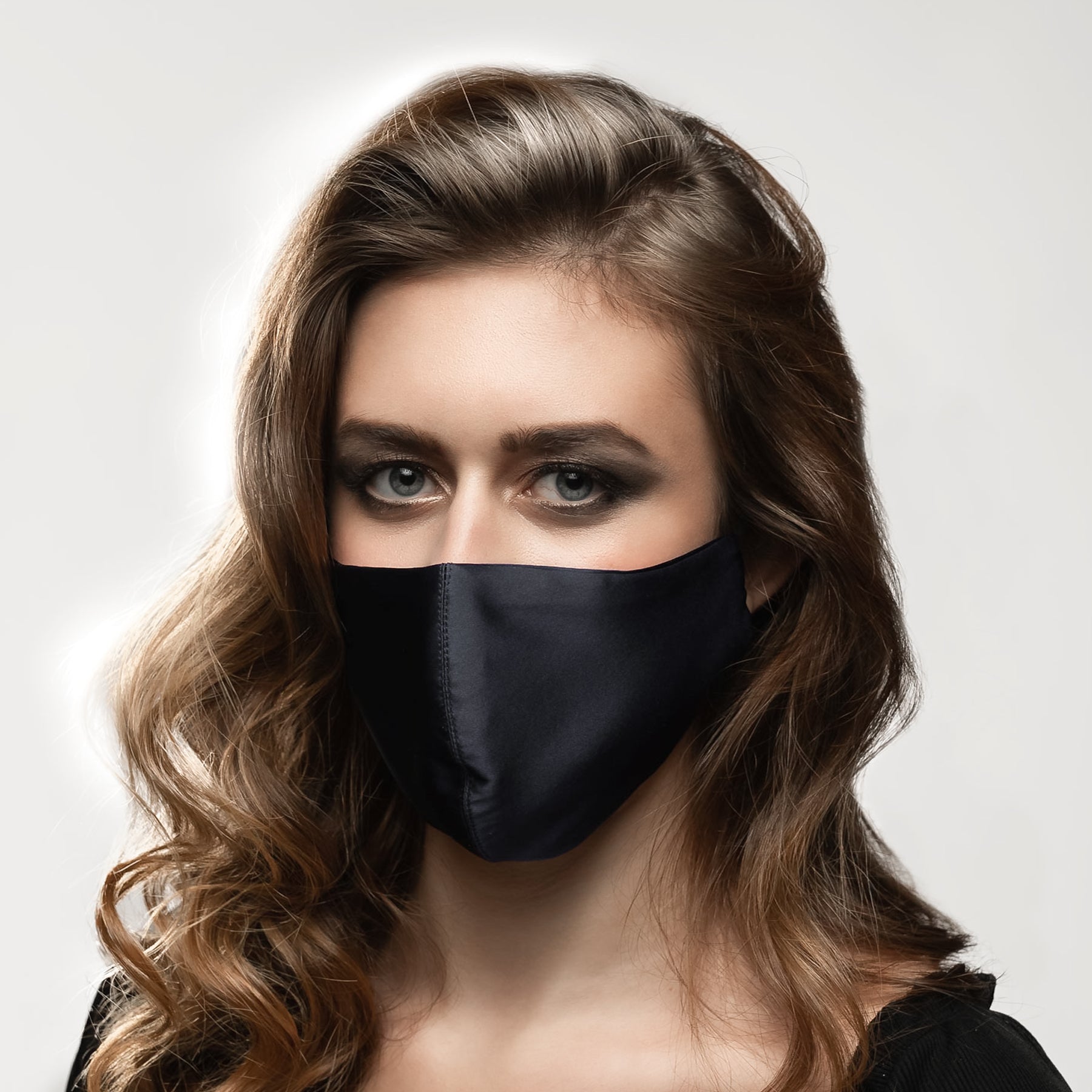 Pure Mulberry SILK Face Mask With Nose Wire - Black - SilkSleek
