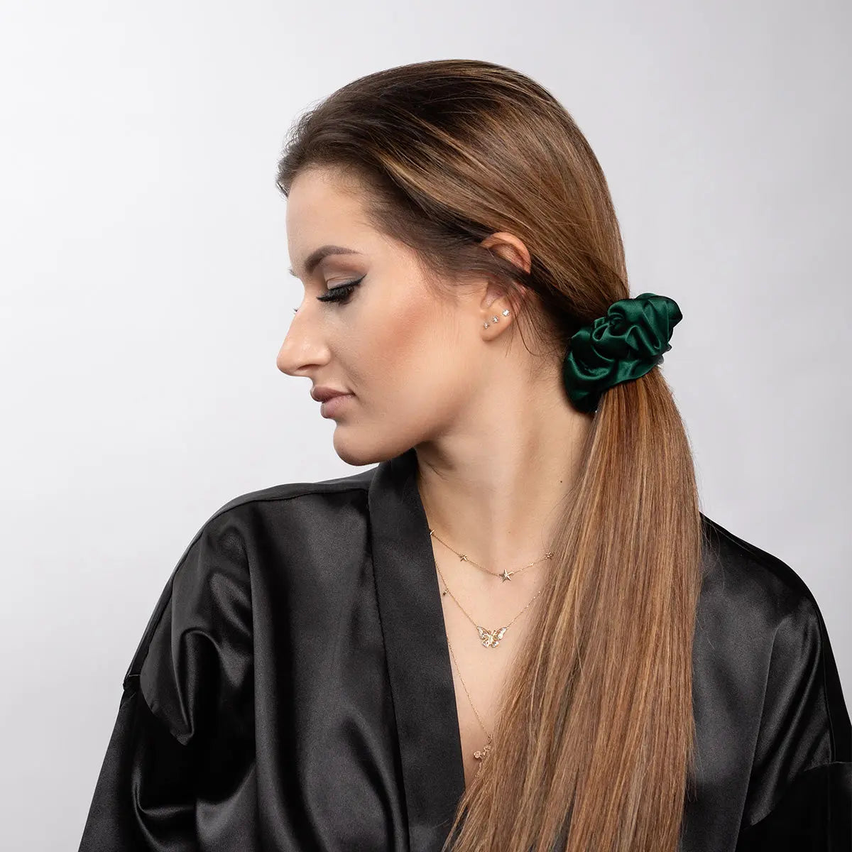 Emerald Silk Scrunchie 