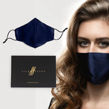 Pure Mulberry SILK Face Mask With Nose Wire -  Navy Blue - SilkSleek