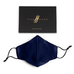 Pure Mulberry SILK Face Mask With Nose Wire -  Navy Blue - SilkSleek