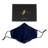 Pure Mulberry SILK Face Mask With Nose Wire -  Navy Blue - SilkSleek