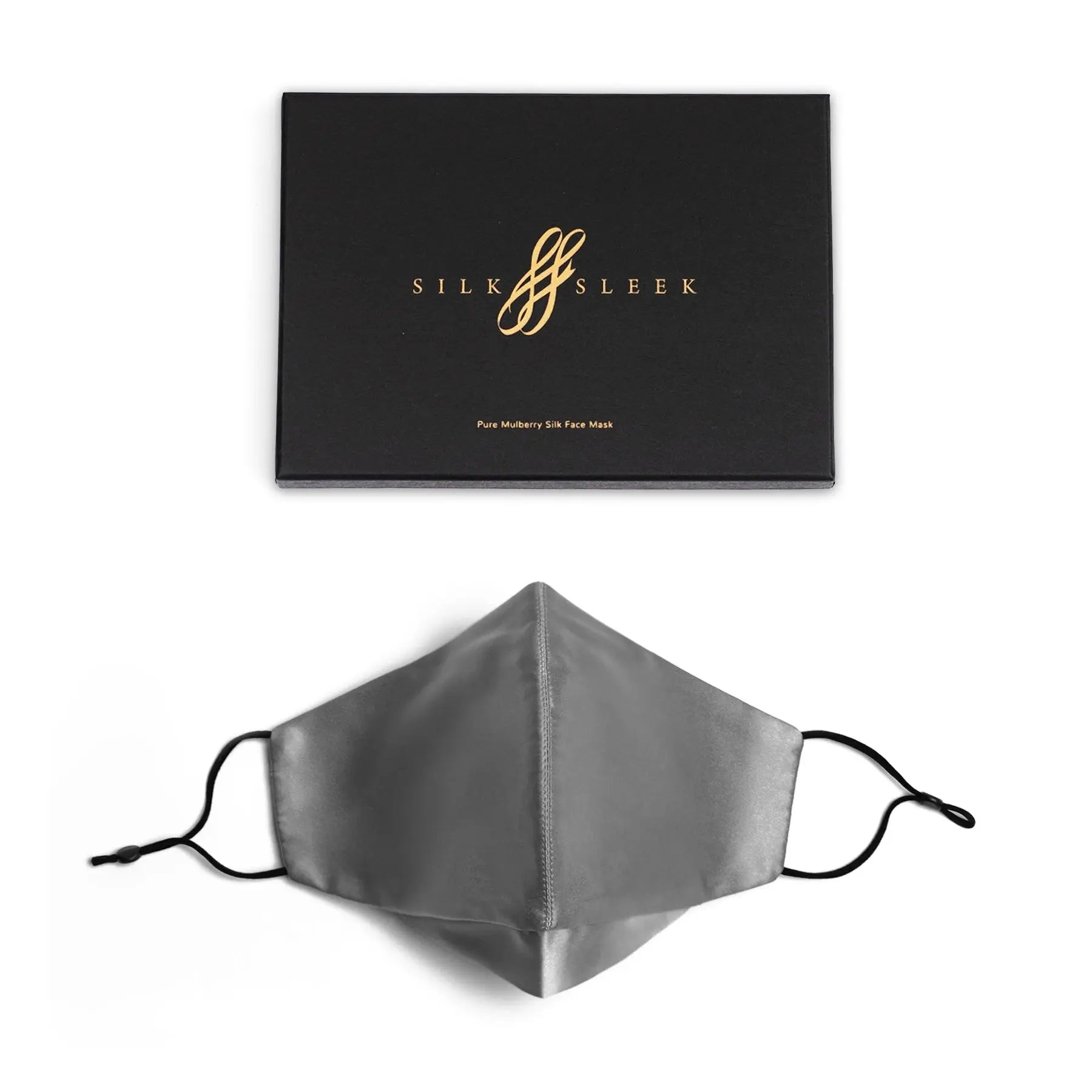 Pure Mulberry SILK Face Mask With Nose Wire - Silver - SilkSleek