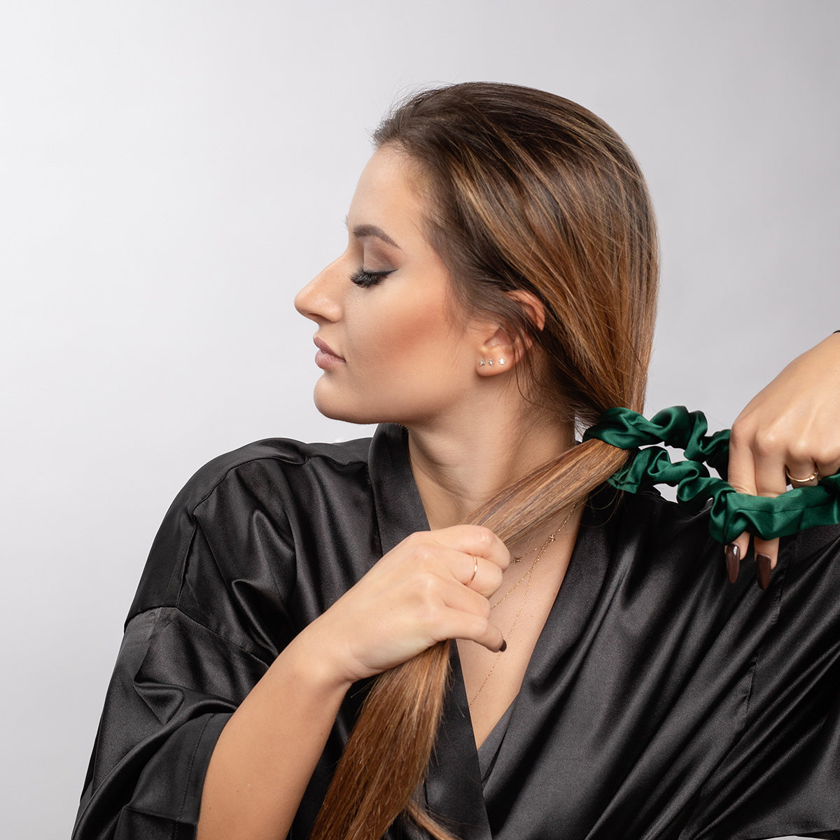 Emerald Silk Scrunchie 